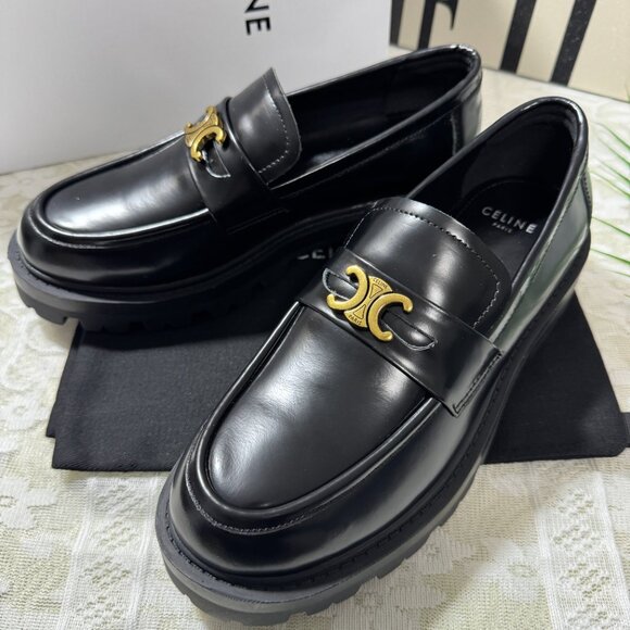 Celine Triomphe Margaret Leather Loafer Size 38 - Picture 1 of 7